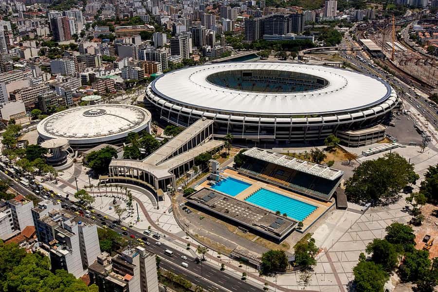 One Day in Rio: Full-Day Rio de Janeiro City Tour - Maracanã exterior and the World Cup link that explains Rio’s sports obsession